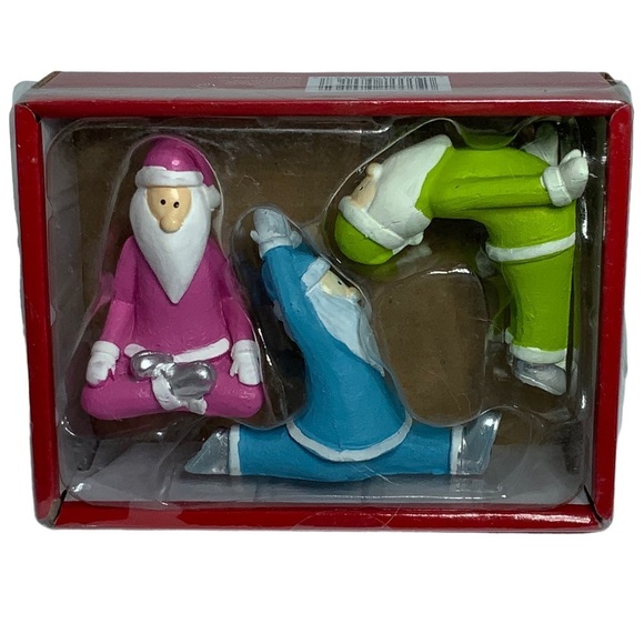 Santa Yoga Figures Gnome Christmas Gift Set Holiday Figures Set of 3 Piece Set - Picture 10 of 16